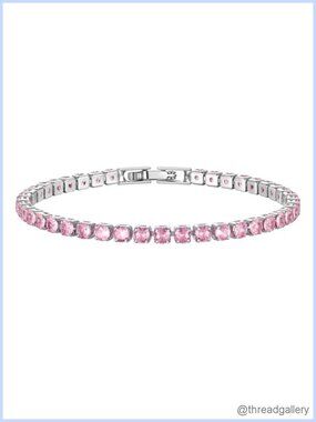 White Gold Plated Tennis Bracelet 3mm Round Cubic Zirconia Gift